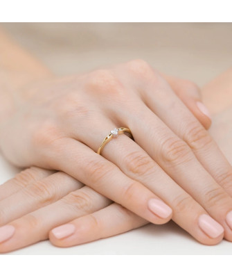 Pierścionek diament serce złoty 0,12ct