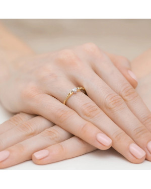 Pierścionek diament serce złoty 0,12ct