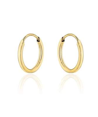 Gold hoop earrings with a square cross-section super light - 1cm 14...