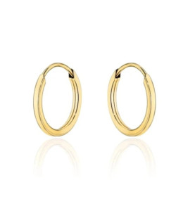 Gold hoop earrings with a square cross-section super light - 1cm 14...