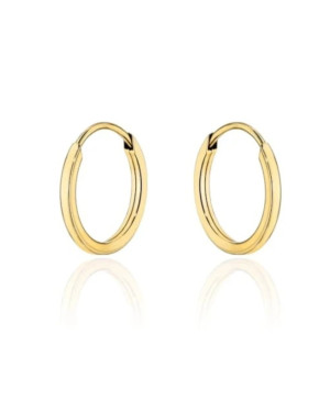 Gold hoop earrings with a square cross-section super light - 1cm 14...