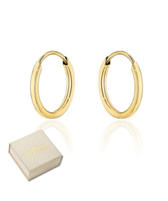 Gold hoop earrings with a square cross-section super light - 1cm 14...