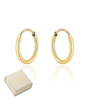 Gold hoop earrings with a square cross-section super light - 1cm 14...