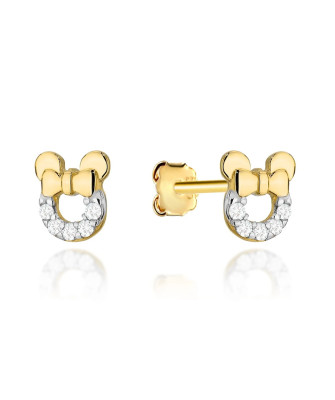 Gold earrings with zirconia mice