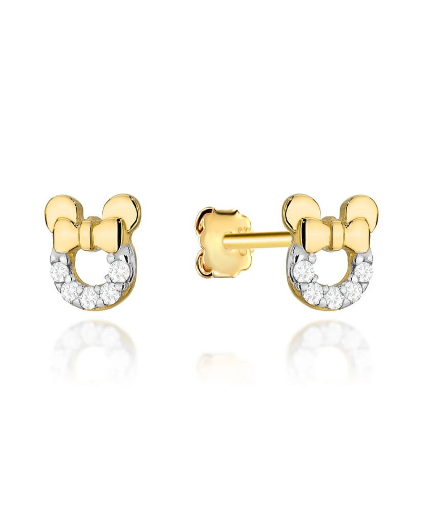 Gold earrings with zirconia mice