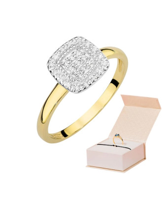 Złoty Pierścionek 14k Brylanty 0,13ct