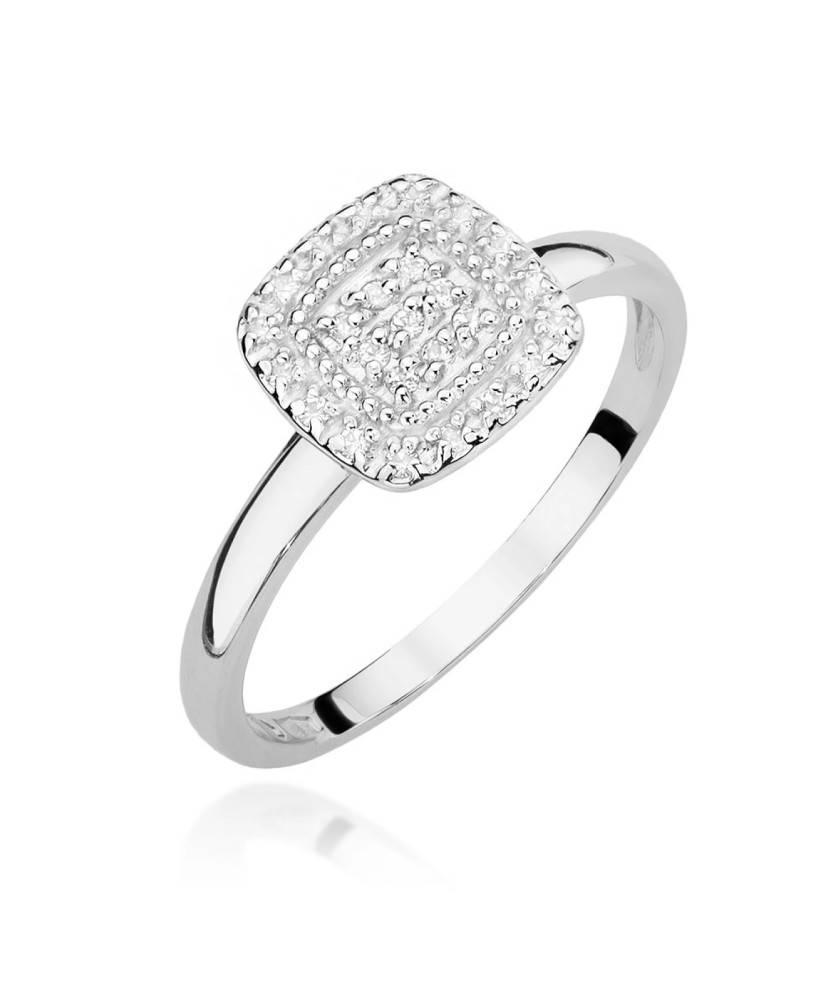 Złoty Pierścionek 14k Białe Złoto Brylanty 0,13ct