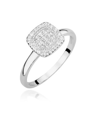 Złoty Pierścionek 14k Białe Złoto Brylanty 0,13ct