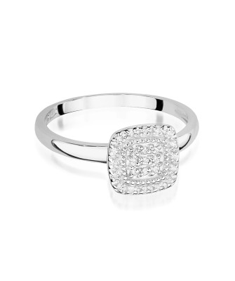 Złoty Pierścionek 14k Białe Złoto Brylanty 0,13ct
