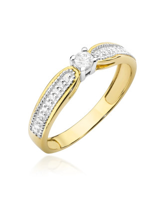 Złoty Pierścionek 14k Diamenty Brylant 0,17ct