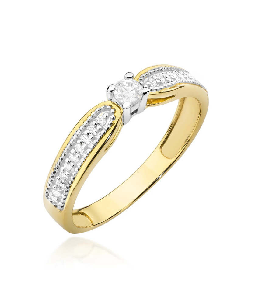 Złoty Pierścionek 14k Diamenty Brylant 0,17ct