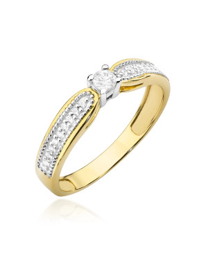 Złoty Pierścionek 14k Diamenty Brylant 0,17ct