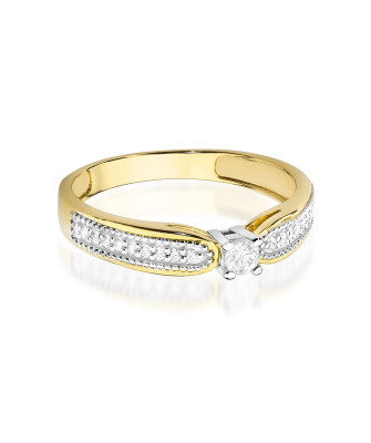 Złoty Pierścionek 14k Diamenty Brylant 0,17ct