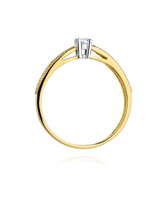 Złoty Pierścionek 14k Diamenty Brylant 0,17ct
