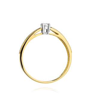 Złoty Pierścionek 14k Diamenty Brylant 0,17ct
