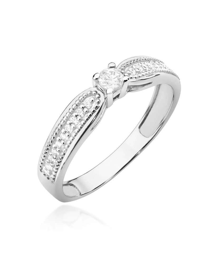 Pierścionek z białego złota diamenty 0,17ct