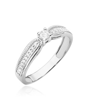 Pierścionek z białego złota diamenty 0,17ct