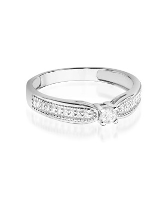 Pierścionek z białego złota diamenty 0,17ct