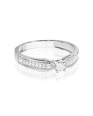 Pierścionek z białego złota diamenty 0,17ct