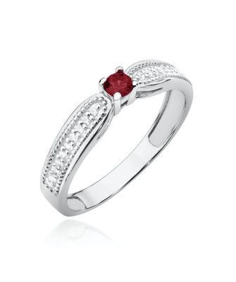 14k white gold ring with ruby