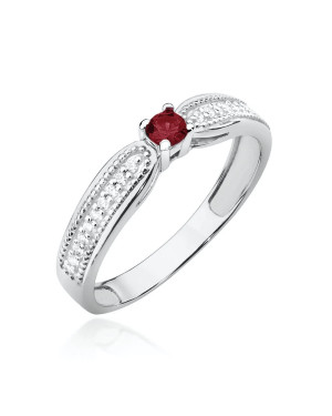 14k white gold ring with ruby