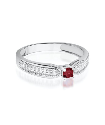 14k white gold ring with ruby