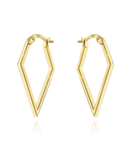 Gold earrings in the shape of a rhombus