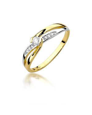 Pierścionek 14k brylanty 0,13ct certyfikat