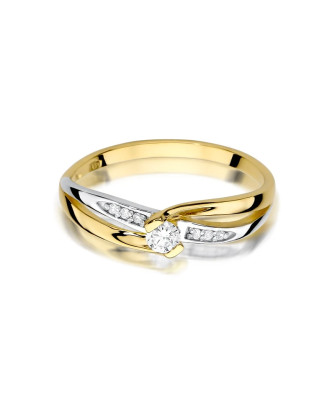 Pierścionek 14k brylanty 0,13ct certyfikat