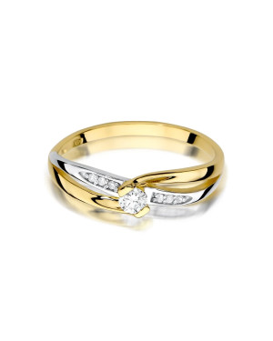 Pierścionek 14k brylanty 0,13ct certyfikat