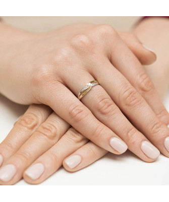 Pierścionek 14k brylanty 0,13ct certyfikat