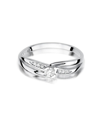 14k White Gold Ring Interwoven Diamonds 0.13ct