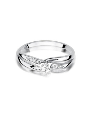 14k White Gold Ring Interwoven Diamonds 0.13ct