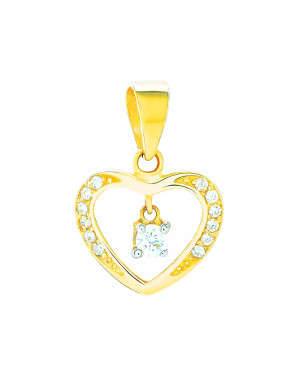 Gold pendant heart cubic zirconia 14k test