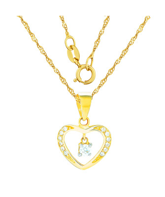 Gold pendant heart cubic zirconia 14k test