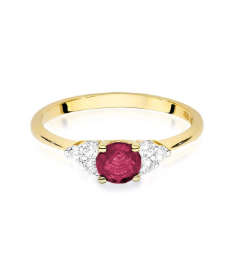 Pierścionek rubin diamenty 14k
