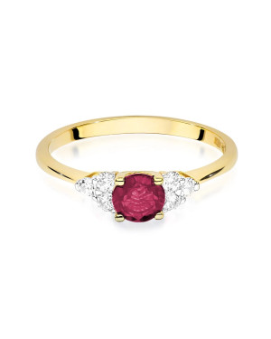 Pierścionek rubin diamenty 14k