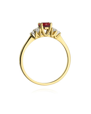 Pierścionek rubin diamenty 14k