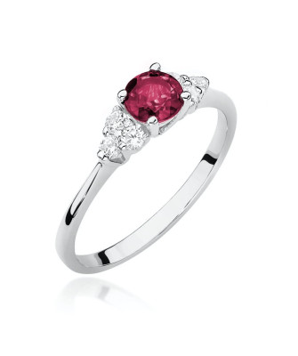 Engagement ring with ruby white gold 14k