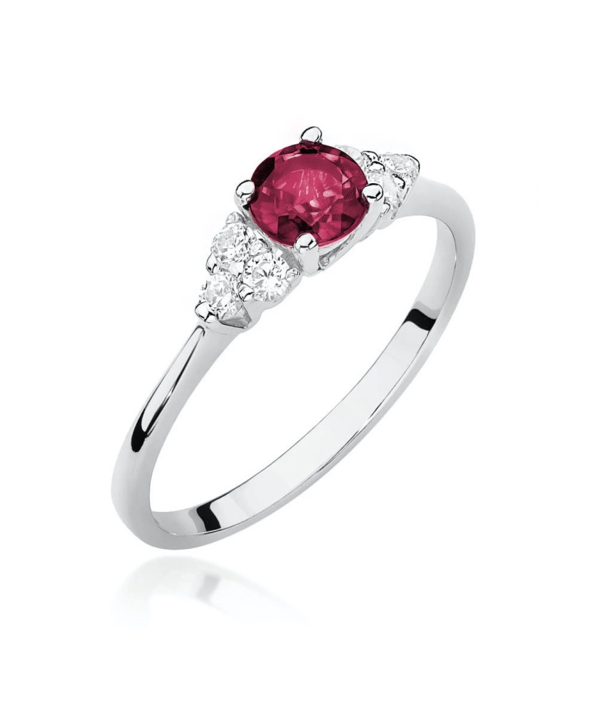 Engagement ring with ruby white gold 14k