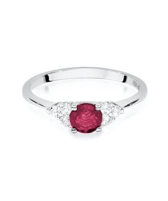 Engagement ring with ruby white gold 14k