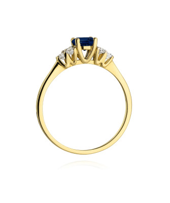 Pierścionek szafir diamenty 14k