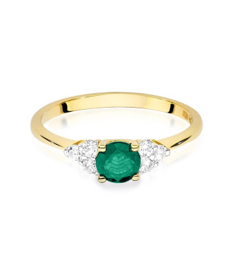Emerald diamond ring 14k