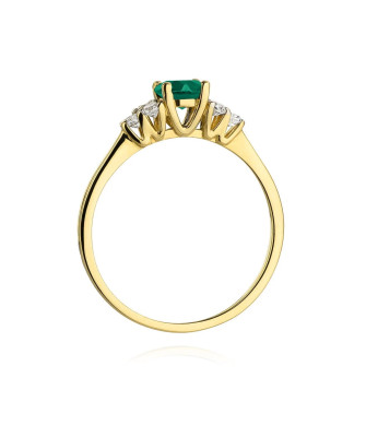 Emerald diamond ring 14k