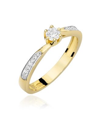 Złoty Pierścionek 14k Brylant Diamenty 0,20ct Certyfikat