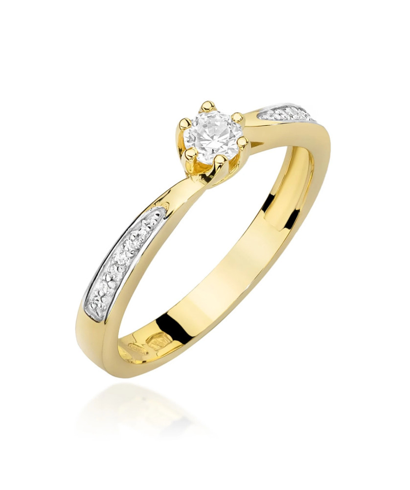 Złoty Pierścionek 14k Brylant Diamenty 0,20ct Certyfikat
