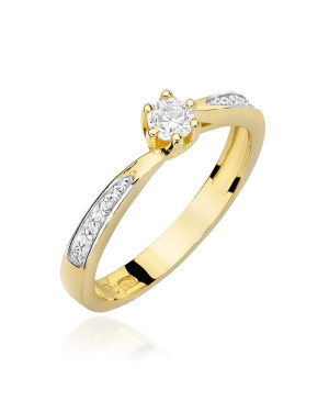 Złoty Pierścionek 14k Brylant Diamenty 0,20ct Certyfikat
