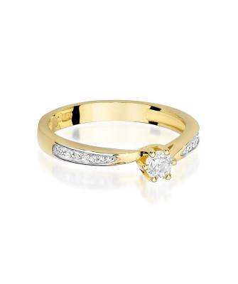 Złoty Pierścionek 14k Brylant Diamenty 0,20ct Certyfikat