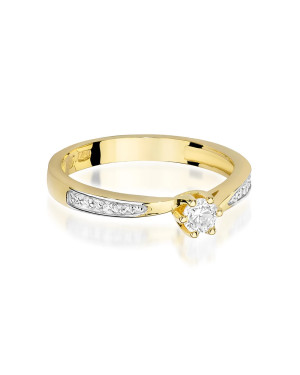 Złoty Pierścionek 14k Brylant Diamenty 0,20ct Certyfikat