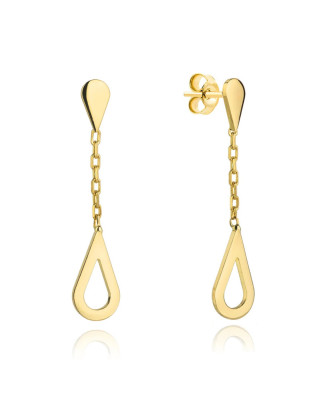 14k Gold Teardrop Chain Earrings – Elegant Yellow Gold Drop Jewellery